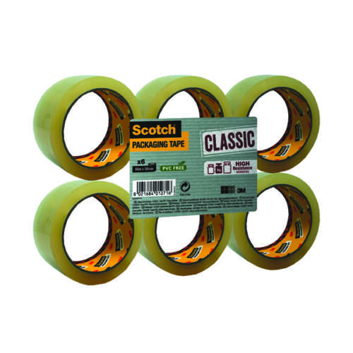 Scotch Clear 50mmx66m Packaging Tape Pk6