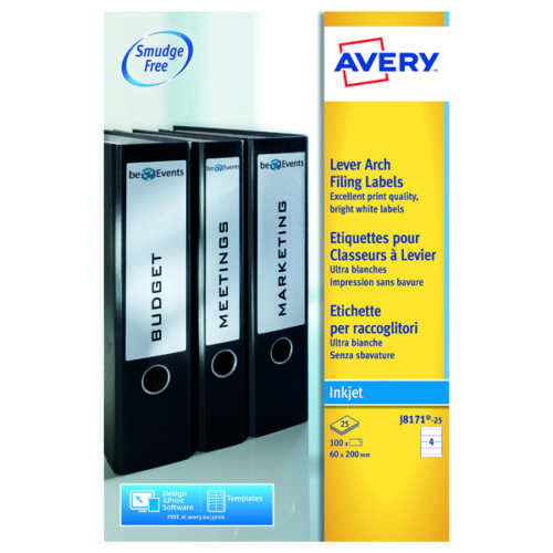 Avery Inkjet Lever Arch File Labels P100