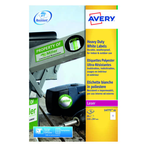 Avery Hvy Duty Laser Label White Pk20