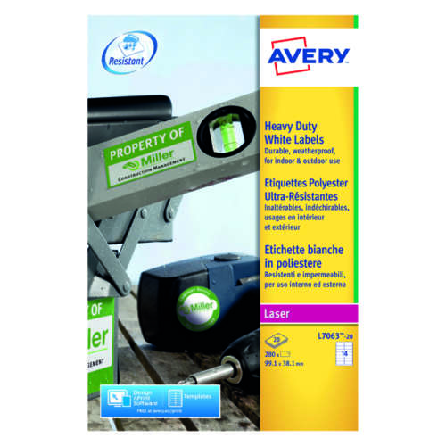 Avery Hvy Duty Laser Label White Pk280