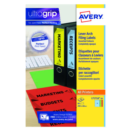 Avery L7171A-20 Lever Arch Spine Labels