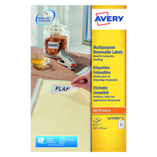 Avery L4737REV-25 Removable Labels Pk675