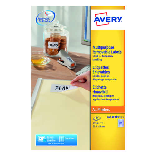 Avery Laser Mini Labels Wht Pk4725