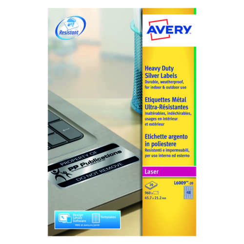 Avery Hvy Duty Laser Label Silver Pk960