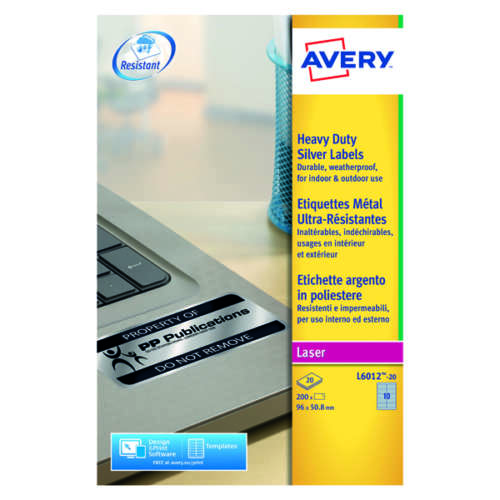 Avery Hvy Duty Laser Label Silver Pk200