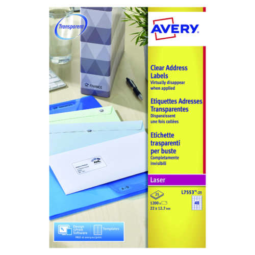 Avery Laser Mini Label Clear Pk1200