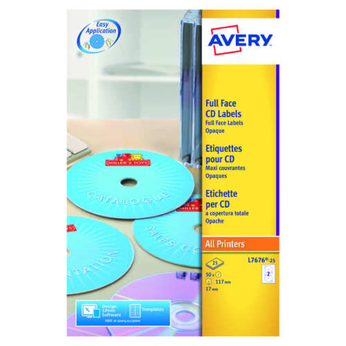 Avery CD DVD Laser Labels Face Pk50