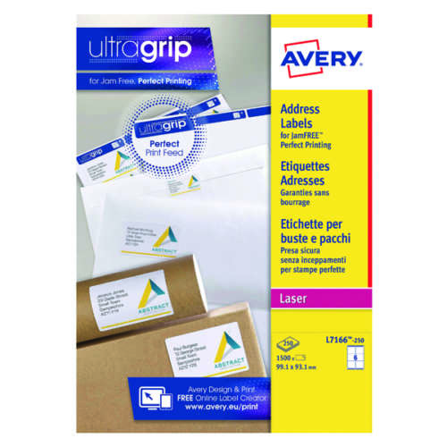 Avery L7166-250 Jam-Free Label Wht P1500