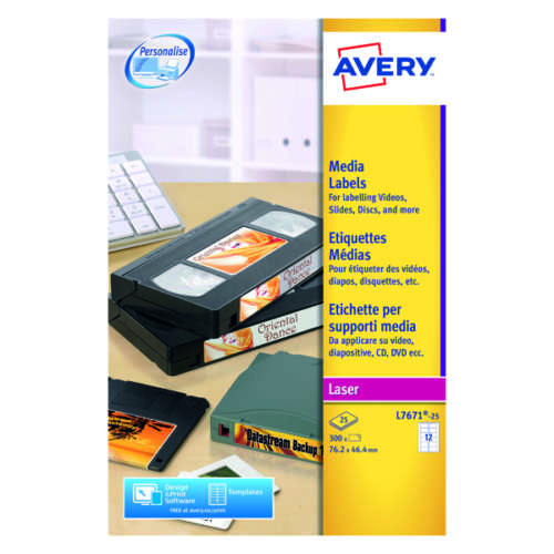 Avery Video Face Labels White Pk300