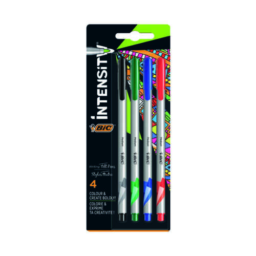 Bic Intensity Fineliner Pen Medium Tip Assorted (Pack of 4)
