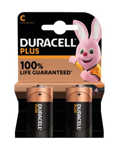 Duracell Plus C Battery Pk2