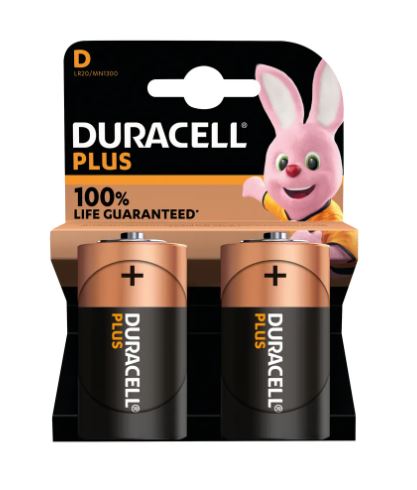 Duracell Plus D Battery Pk2