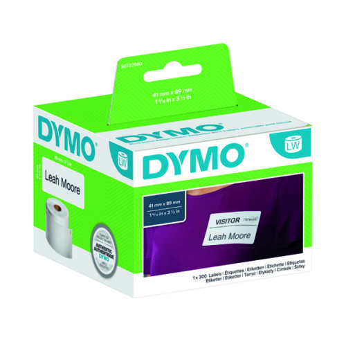 Dymo White Badge Label 89x41mm Pk300