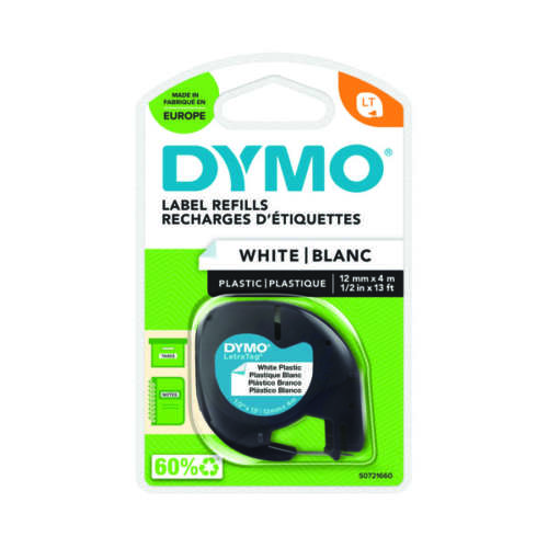 Dymo Letratag Tape 12mmx4m White PRL