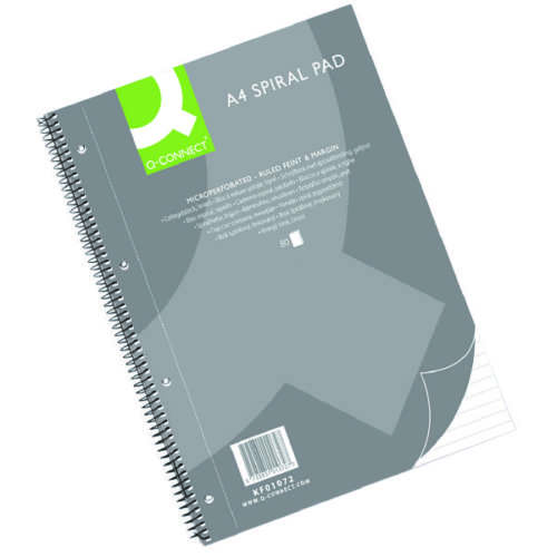 Q-Connect Ruled Margin Spiral Soft Cover Notebook 160 Pages A4 (Pack of 5)