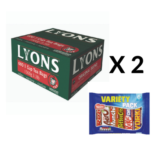 Lyons Green Label Tea Bags Pk600 x 2 FOC Nestle Variety Pack