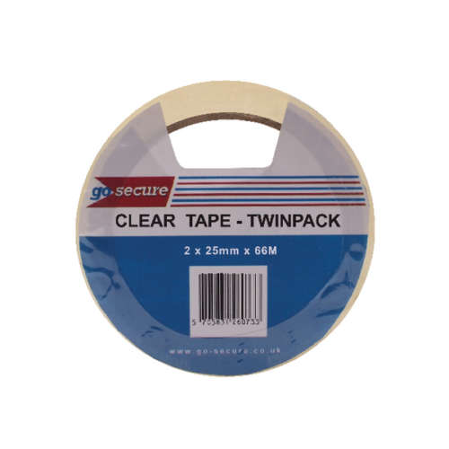 GoSecure Twin Pk Tape 25mmx66m Clear Pk6