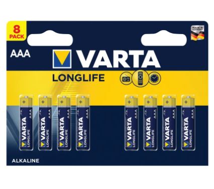 Varta Longlife AAA Battery Pk8